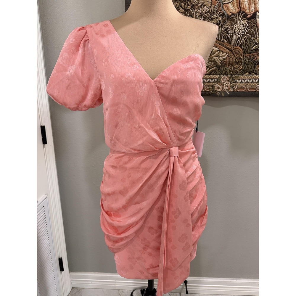 Majorelle Dress Womens‎ Small Pink One Shoulder Wrap Ruched Bodycon Mini Party